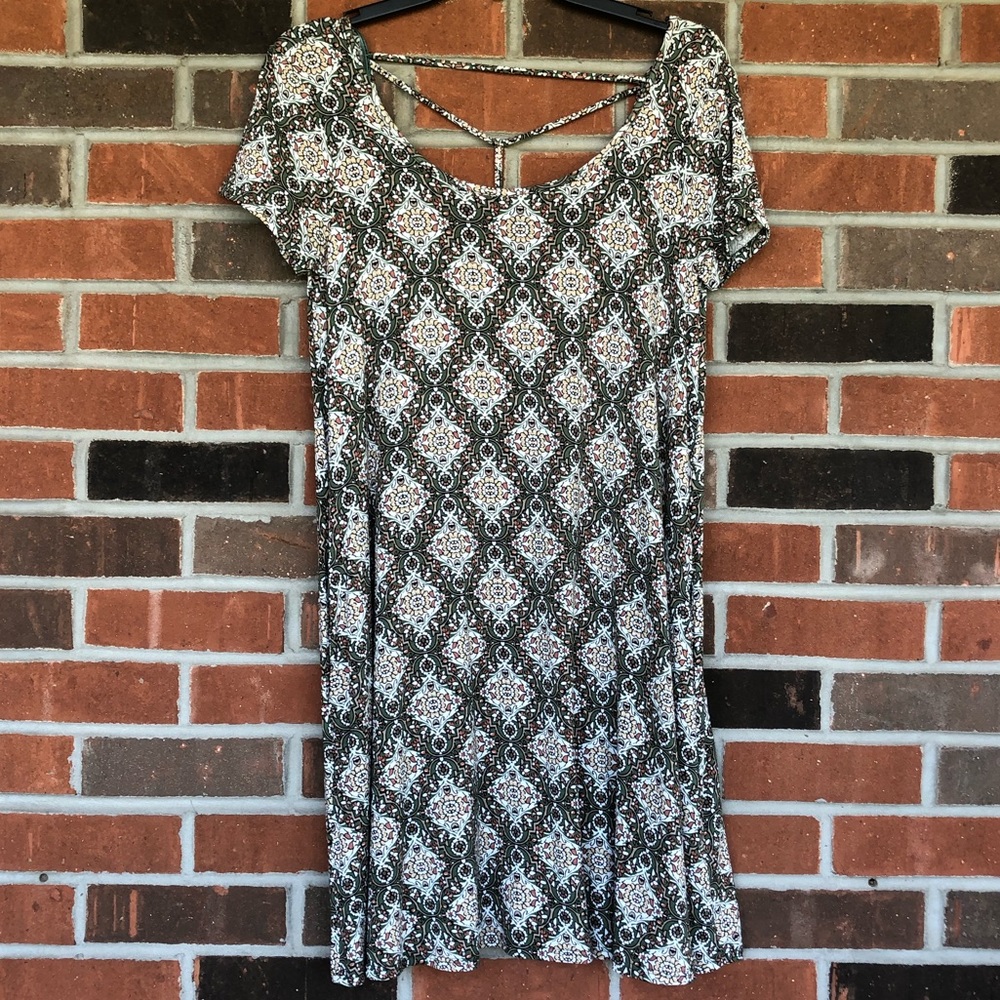 Short Sleeve Knit Dress with Strappy Back